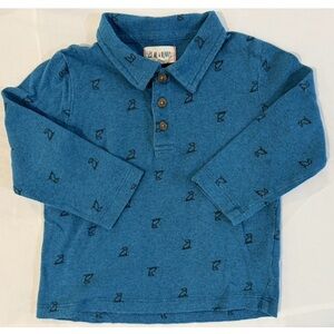 Teal puppy print shirt from Me & Henry.